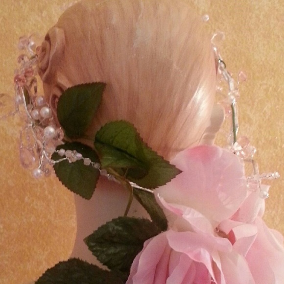 Grecian Garden Goddess Beaded Pink Halo Headpiece main image 6